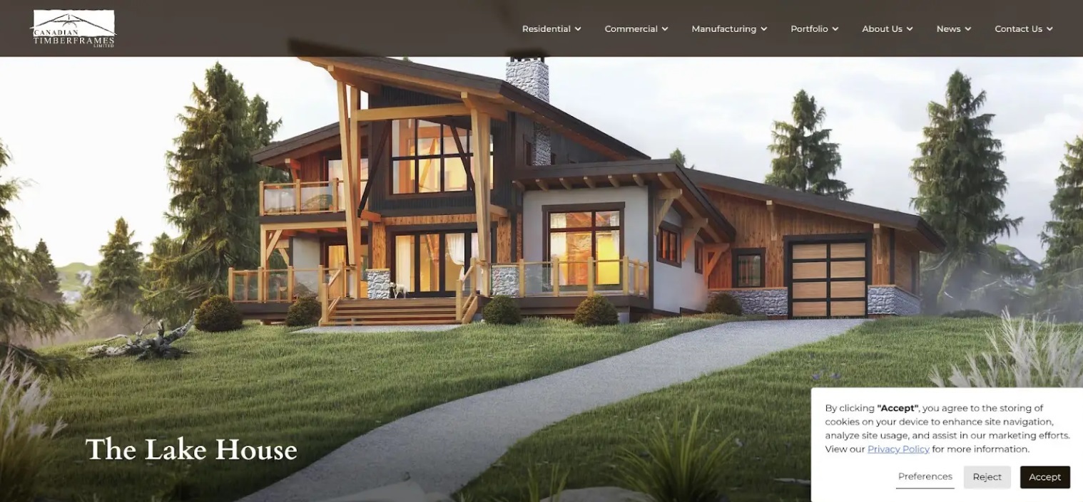 The Lake House plan page on the Canadian Timberframes website