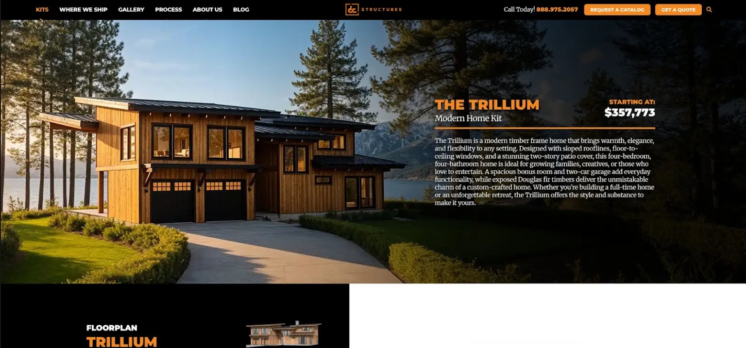 The Trillium Modern Home Kit page on the DC Structures website