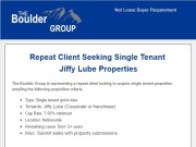 Repeat Buyer Seeking Single Tenant Jiffy Lube Properties